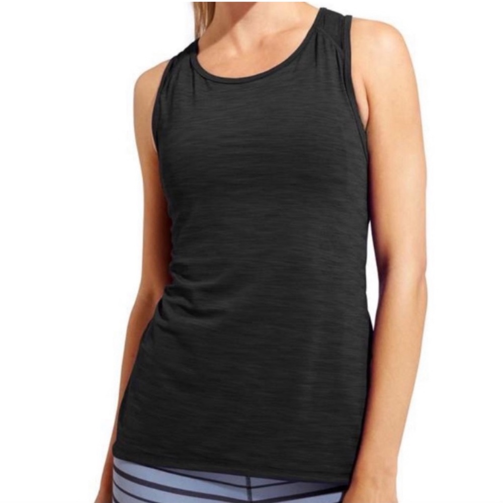 Athleta Kettlebella Tank Top Sheer Racerback Workout S Black